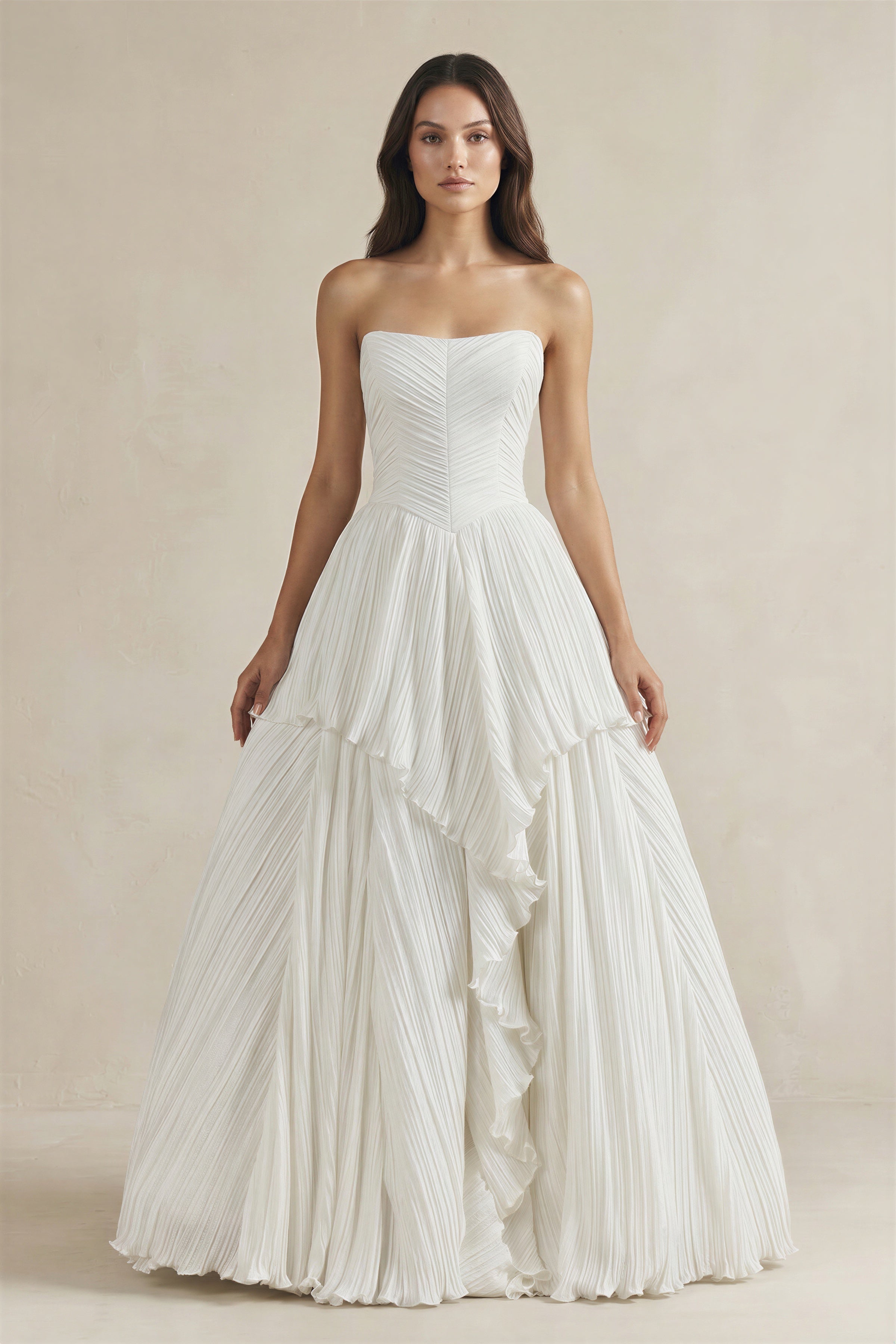 accordion pleated wedding dress KISSBRIDAL EU size:48 margin this chiffon wedding dress The Dress That Broke