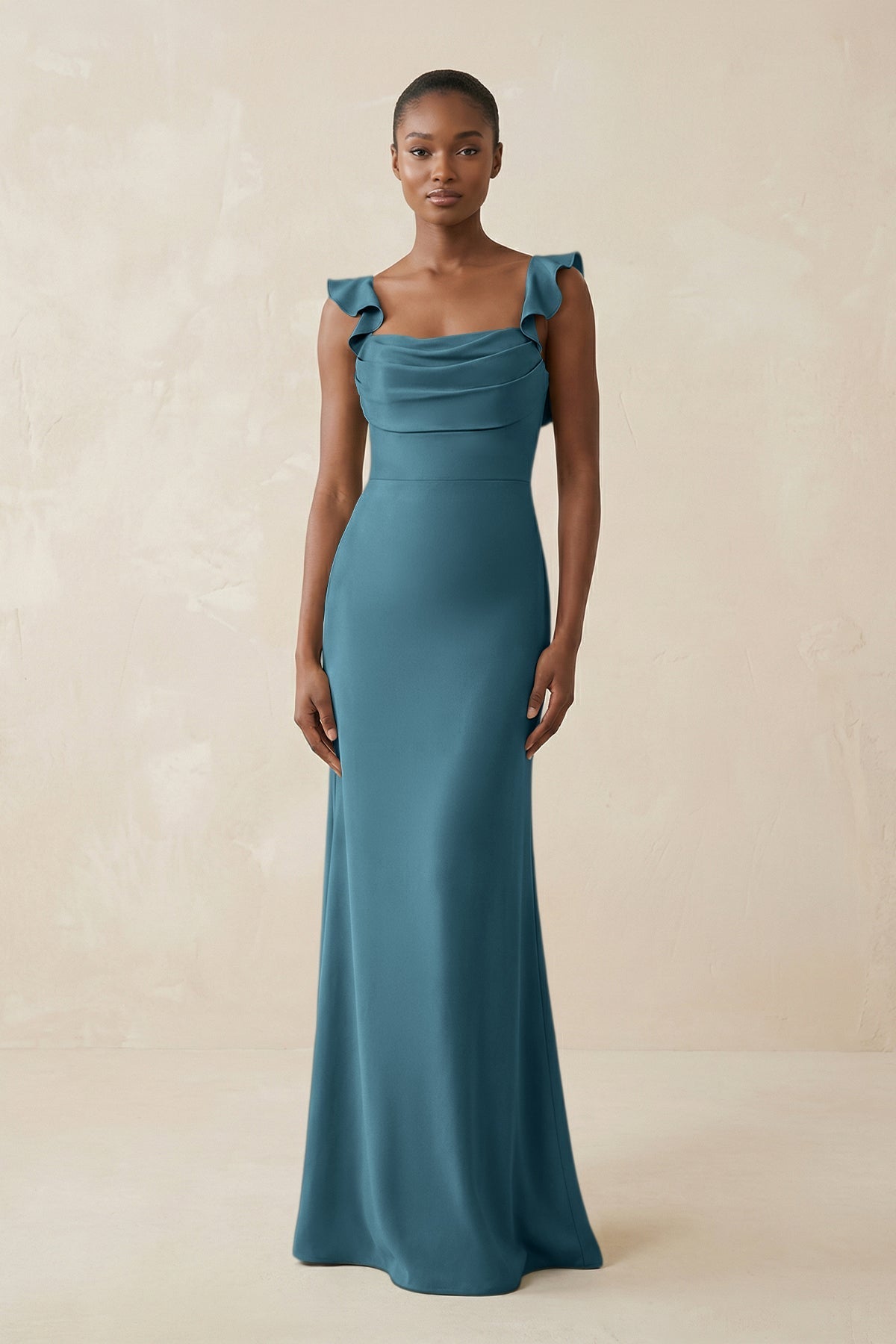 dark teal satin bridesmaid dresses KISSBRIDAL At the back