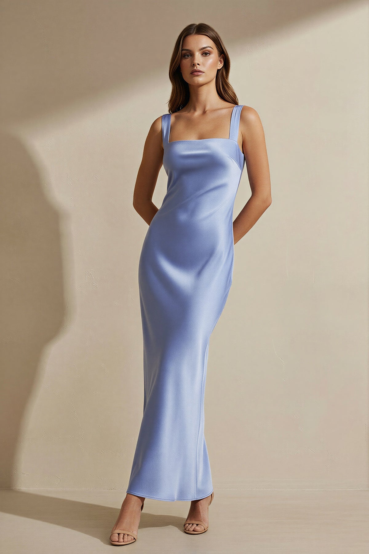 steel blue wedding guest dress Square Neck Cross Back Satin Maxi in Royal Blue Velvet Maxi LUREX CLIP DOT BLACK/GOLD making it ideal for US Size:2