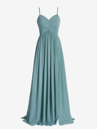 Fuchsia  A Line V Neck Chiffon Bridesmaid Dresses
