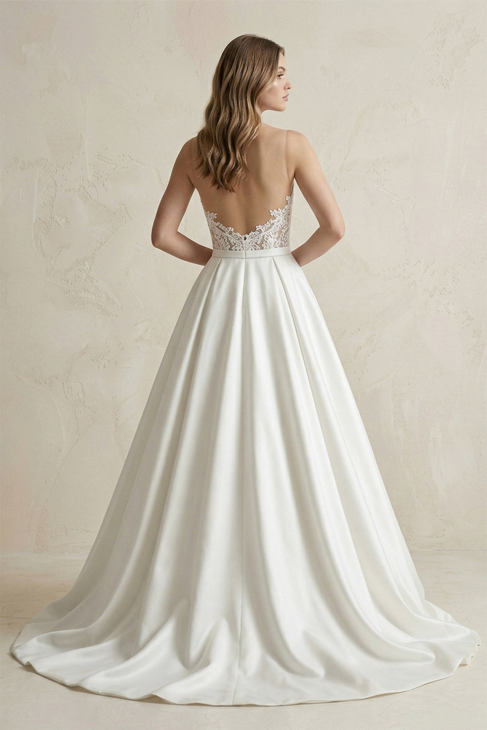 Sweetheart Appliqued Satin Ball Gown Wedding Dress in White