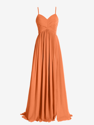 Fuchsia  A Line V Neck Chiffon Bridesmaid Dresses