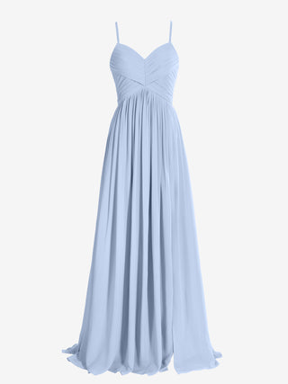 Fuchsia  A Line V Neck Chiffon Bridesmaid Dresses