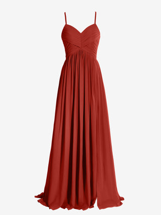 Fuchsia  A Line V Neck Chiffon Bridesmaid Dresses