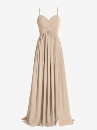 Fuchsia  A Line V Neck Chiffon Bridesmaid Dresses