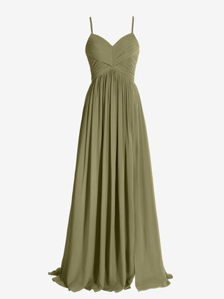 Fuchsia  A Line V Neck Chiffon Bridesmaid Dresses