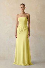 Buttercup Sheath Chiffon Strapless Pleated Bridesmaid Dress in Frost - KISS BRIDAL Bridesmaid Dresses