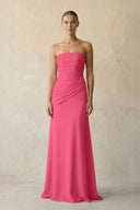 Fuchsia Sheath Chiffon Strapless Pleated Bridesmaid Dress in Matcha - KISS BRIDAL Bridesmaid Dresses