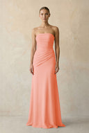Rosette Sheath Chiffon Strapless Pleated Bridesmaid Dress in Matcha - KISS BRIDAL Bridesmaid Dresses