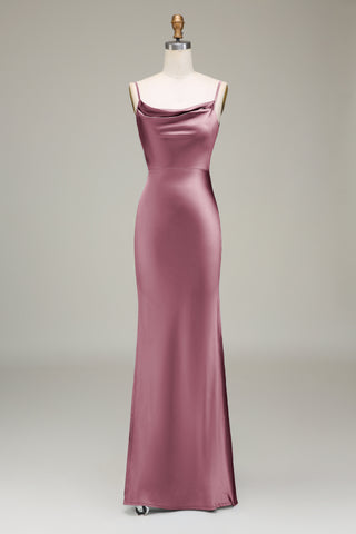 Cowl Neck and Back Maxi Dress in Dusty Blue