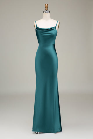 Cowl Neck and Back Maxi Dress in Dusty Blue