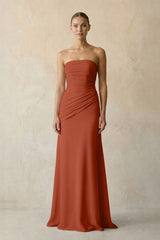Spice Sheath Chiffon Strapless Pleated Bridesmaid Dress in Matcha - KISS BRIDAL Bridesmaid Dresses