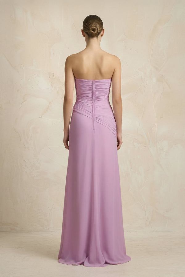 Wisteria Sheath Chiffon Strapless Pleated Bridesmaid Dress in Matcha - KISS BRIDAL Bridesmaid Dresses