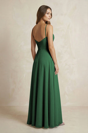 A - Line Cami Strap Chiffon Bridesmaid Dress With Slit in Dark Green - KISS BRIDAL Bridesmaid Dresses