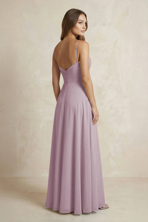 A - Line Cami Strap Chiffon Bridesmaid Dress With Slit in Dusk - KISS BRIDAL Bridesmaid Dresses
