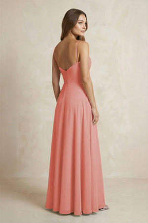 A - Line Cami Strap Chiffon Bridesmaid Dress With Slit in Mulberry - KISS BRIDAL Bridesmaid Dresses