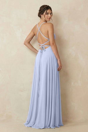 A - Line Chiffon Bridesmaid Dress With Slit in Ice - SHE IS ME Bridesmaid Dresses