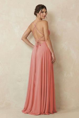 A - Line Chiffon Bridesmaid Dress With Slit in Mulberry - SHE IS ME Bridesmaid Dresses
