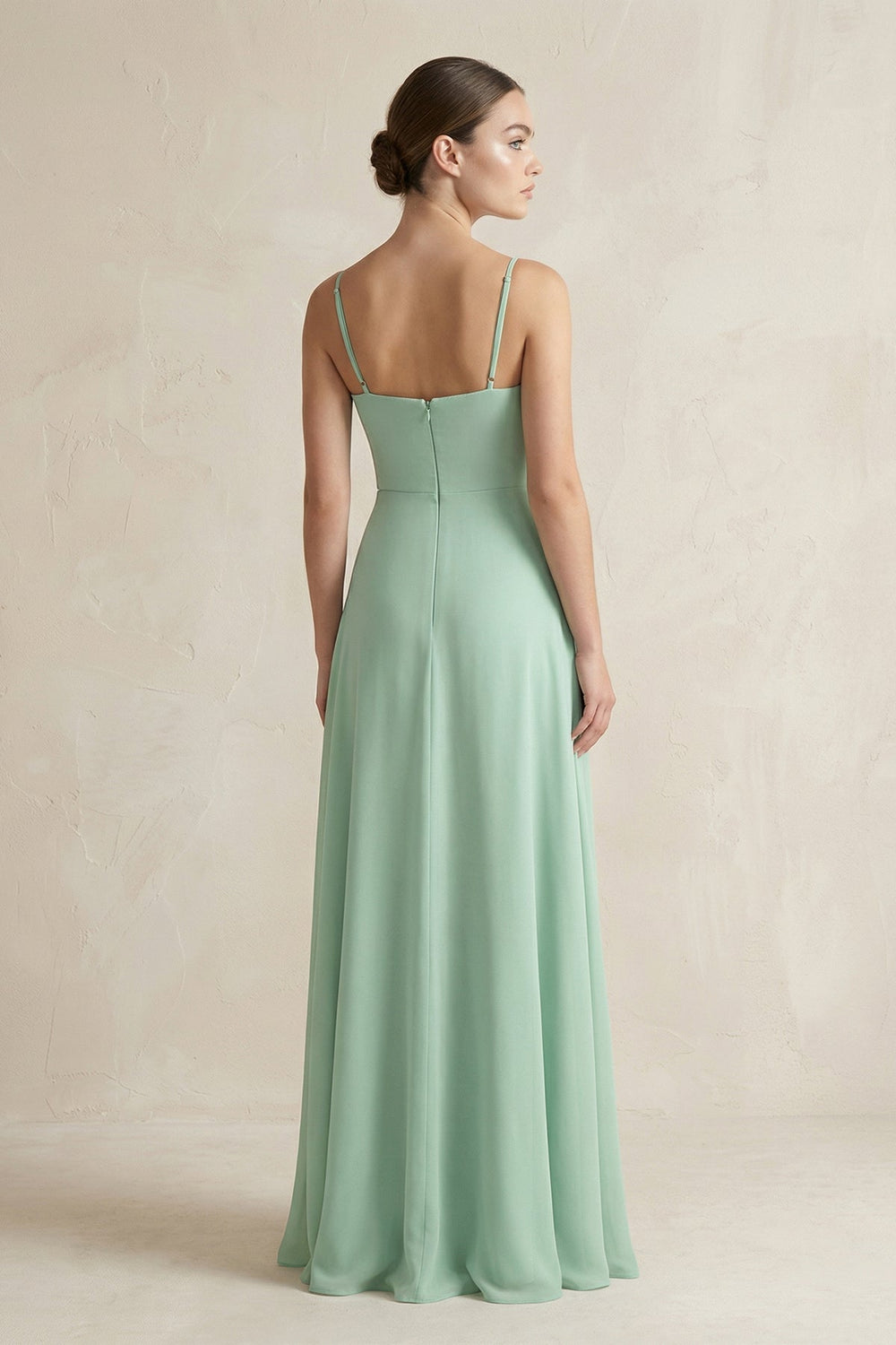 A - Line Chiffon Spaghetti Strap Bridesmaid Dress - SHE IS ME Bridesmaid Dresses
