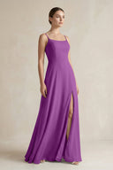 A - Line Chiffon Spaghetti Strap Bridesmaid Dress in Amethyst - SHE IS ME Bridesmaid Dresses