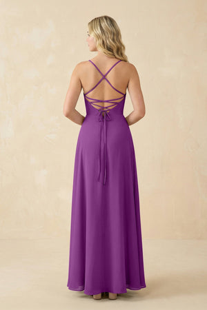 A-Line Chiffon Spaghetti Strap Bridesmaid Dress in Amethyst - SHE IS ME BRIDESMAID DRESSES