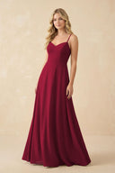 A-Line Chiffon Spaghetti Strap Bridesmaid Dress in Berry - SHE IS ME BRIDESMAID DRESSES