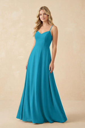 A-Line Chiffon Spaghetti Strap Bridesmaid Dress in Blue Jay - SHE IS ME BRIDESMAID DRESSES