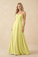 A-Line Chiffon Spaghetti Strap Bridesmaid Dress in Buttercup - SHE IS ME BRIDESMAID DRESSES
