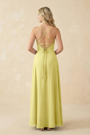 A-Line Chiffon Spaghetti Strap Bridesmaid Dress in Buttercup - SHE IS ME BRIDESMAID DRESSES