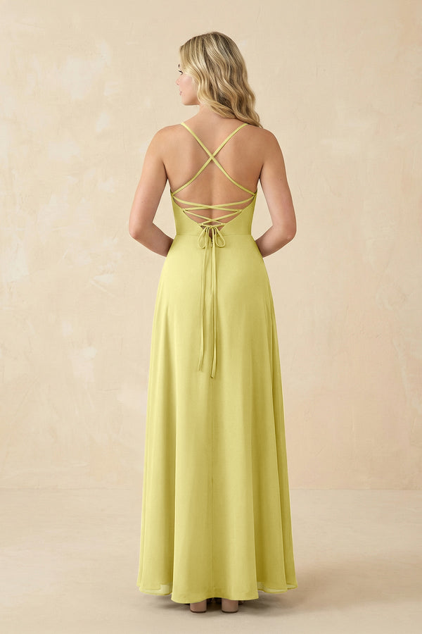 A-Line Chiffon Spaghetti Strap Bridesmaid Dress in Buttercup - SHE IS ME BRIDESMAID DRESSES