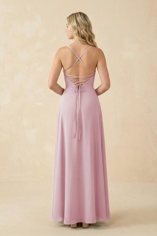 A-Line Chiffon Spaghetti Strap Bridesmaid Dress in Candy Pink - SHE IS ME BRIDESMAID DRESSES