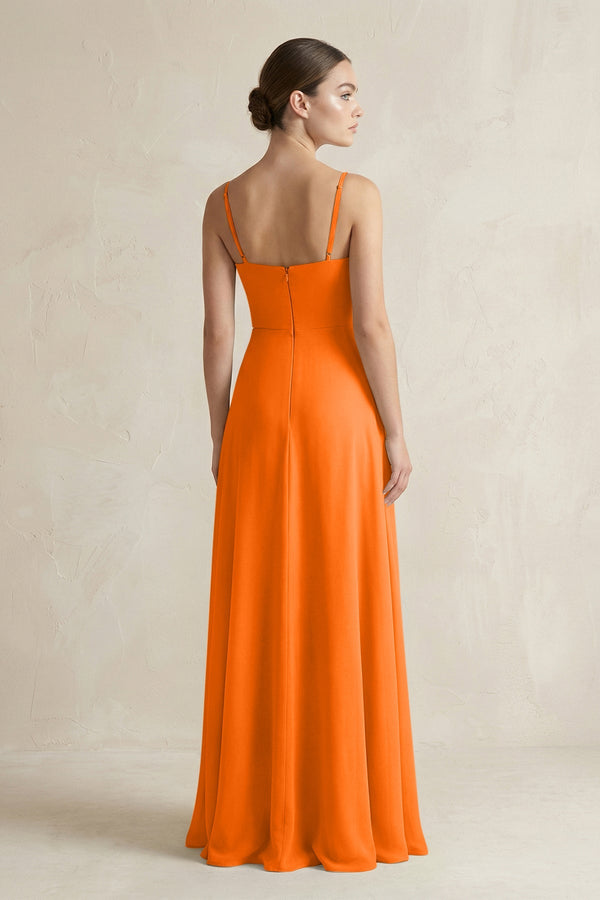 A - Line Chiffon Spaghetti Strap Bridesmaid Dress in Cinnamon - SHE IS ME Bridesmaid Dresses