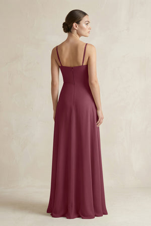 A-Line Chiffon Spaghetti Strap Bridesmaid Dress in Desert Rose (2) | KISSBRIDAL