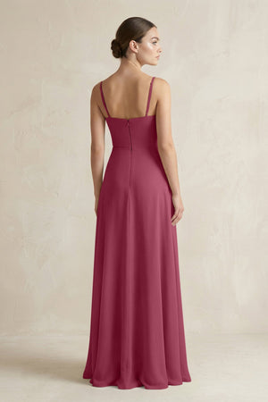 A - Line Chiffon Spaghetti Strap Bridesmaid Dress in Desert Rose - SHE IS ME Bridesmaid Dresses
