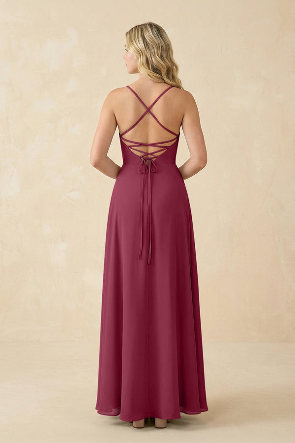 A-Line Chiffon Spaghetti Strap Bridesmaid Dress in Desert Rose - SHE IS ME BRIDESMAID DRESSES