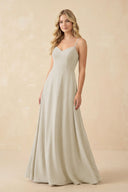 A-Line Chiffon Spaghetti Strap Bridesmaid Dress in Dove Gray - SHE IS ME BRIDESMAID DRESSES