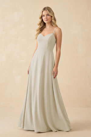 A-Line Chiffon Spaghetti Strap Bridesmaid Dress in Dove Gray - SHE IS ME BRIDESMAID DRESSES
