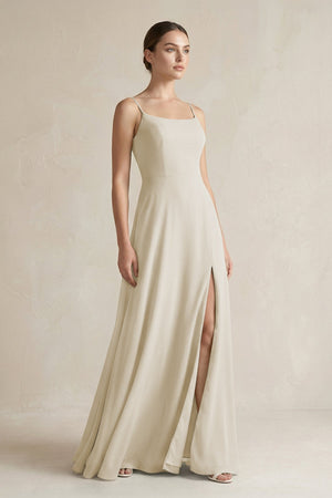 A - Line Chiffon Spaghetti Strap Bridesmaid Dress in Dove Gray - SHE IS ME Bridesmaid Dresses
