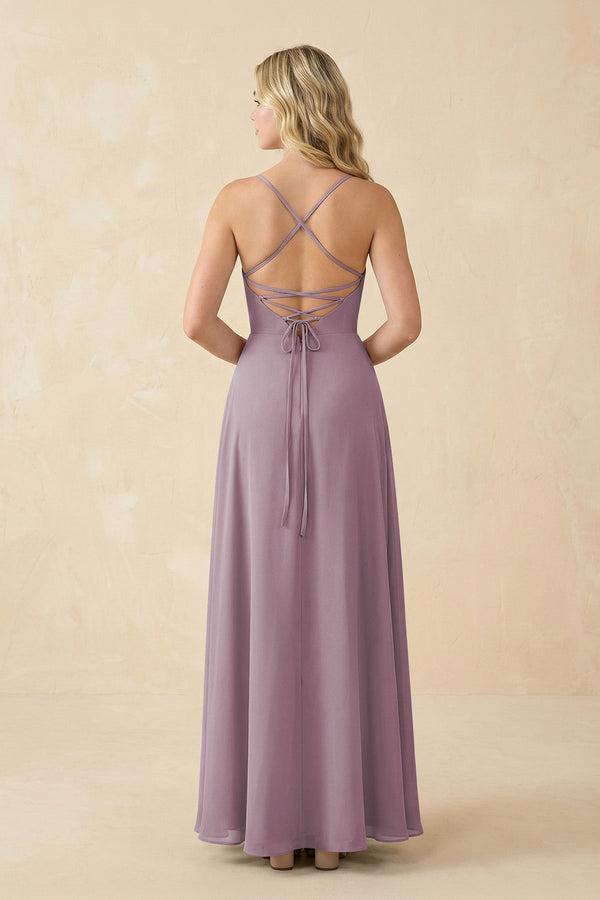 A-Line Chiffon Spaghetti Strap Bridesmaid Dress in Dusk - SHE IS ME BRIDESMAID DRESSES