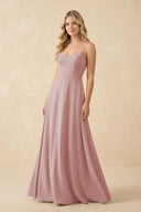 A-Line Chiffon Spaghetti Strap Bridesmaid Dress in Dusty Rose - SHE IS ME BRIDESMAID DRESSES