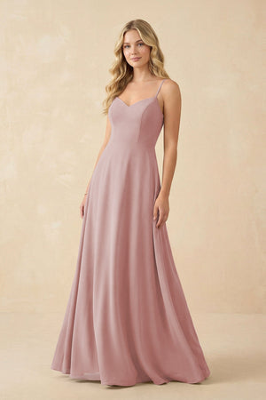 A-Line Chiffon Spaghetti Strap Bridesmaid Dress in Dusty Rose - SHE IS ME BRIDESMAID DRESSES
