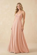 A-Line Chiffon Spaghetti Strap Bridesmaid Dress in English Rose - SHE IS ME BRIDESMAID DRESSES