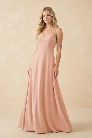 A-Line Chiffon Spaghetti Strap Bridesmaid Dress in English Rose - SHE IS ME BRIDESMAID DRESSES