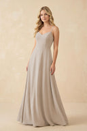 A-Line Chiffon Spaghetti Strap Bridesmaid Dress in Frost - SHE IS ME BRIDESMAID DRESSES