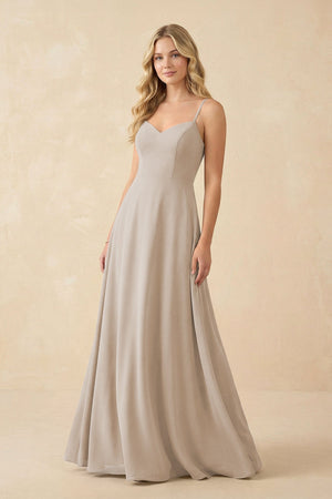 A-Line Chiffon Spaghetti Strap Bridesmaid Dress in Frost - SHE IS ME BRIDESMAID DRESSES
