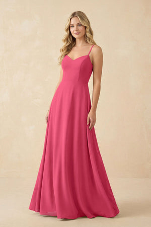 A-Line Chiffon Spaghetti Strap Bridesmaid Dress in Fuchsia - SHE IS ME BRIDESMAID DRESSES