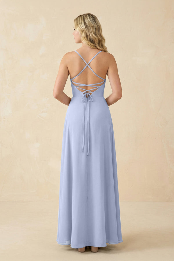 A-Line Chiffon Spaghetti Strap Bridesmaid Dress in Ice - SHE IS ME BRIDESMAID DRESSES