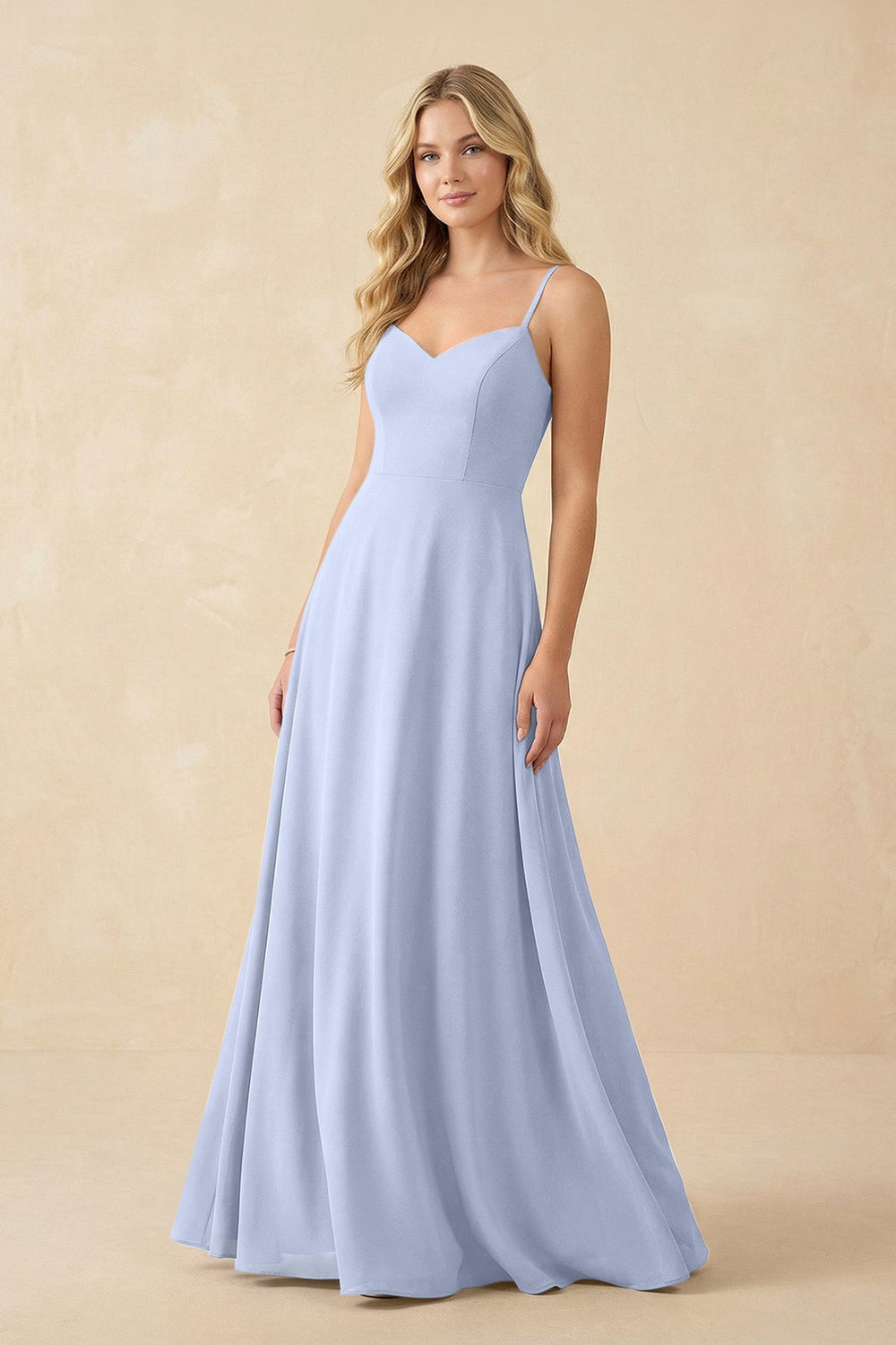 A-Line Chiffon Spaghetti Strap Bridesmaid Dress in Ice - KISS BRIDAL BRIDESMAID DRESSES