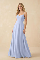 A-Line Chiffon Spaghetti Strap Bridesmaid Dress in Ice - SHE IS ME BRIDESMAID DRESSES