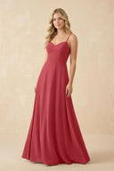 A-Line Chiffon Spaghetti Strap Bridesmaid Dress in Merlot - SHE IS ME BRIDESMAID DRESSES
